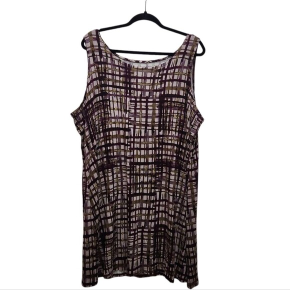 LOGO Layers Lori Goldstein Sleeveless Long Tank Tunic Swing Purple Gold Size 2X - Picture 2 of 5